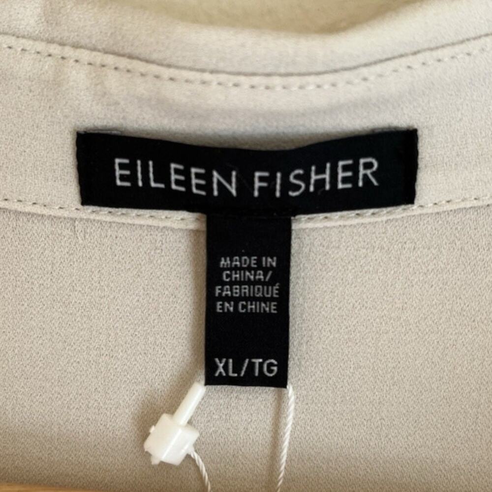 NWT Eileen Fisher XL Silk Georgette Shirt Top Flowy Casual Coastal Classic $248 - Picture 3 of 8